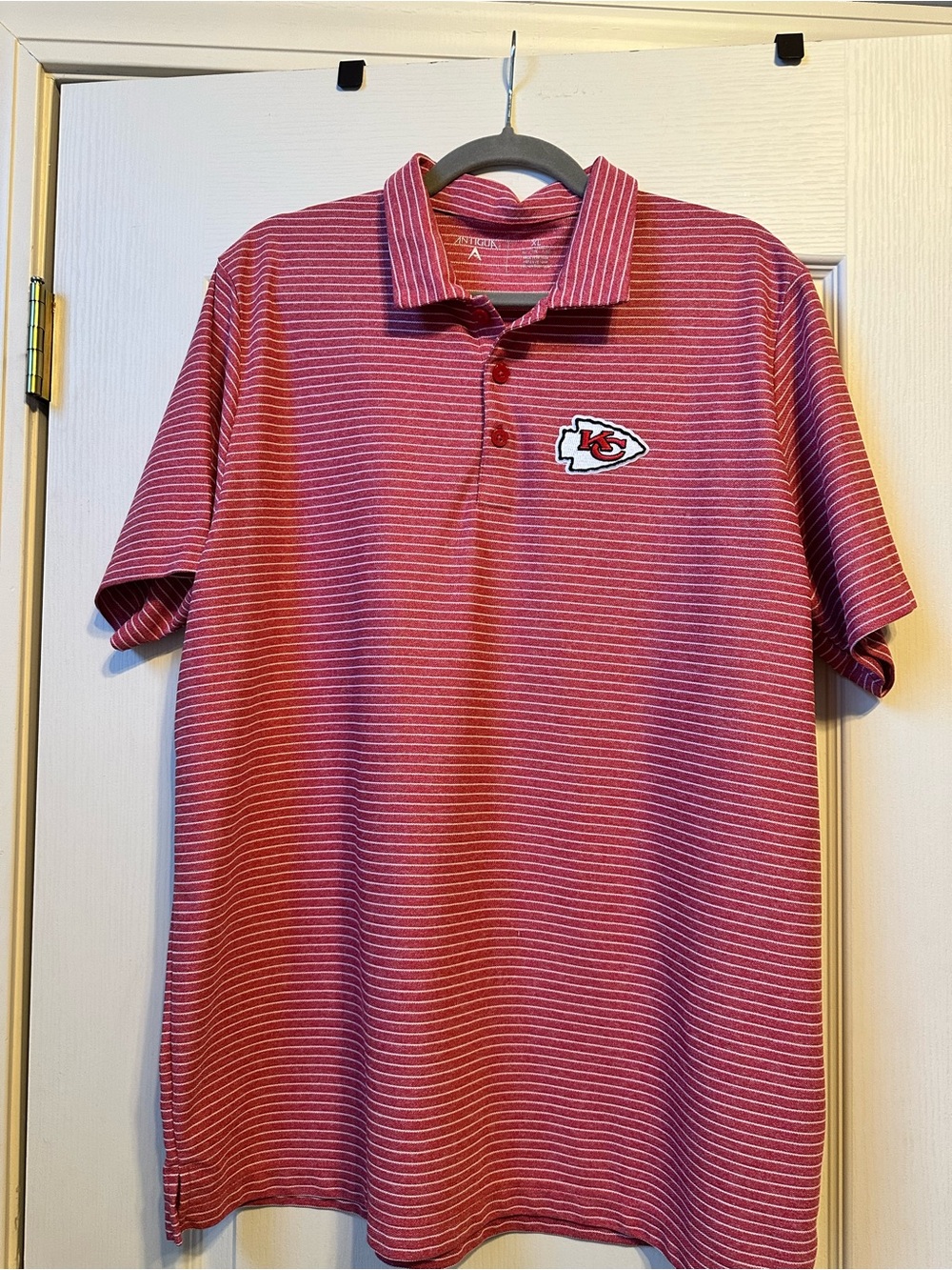 Kansas City Chiefs Red Striped Men's Polo Shirt Antiguq